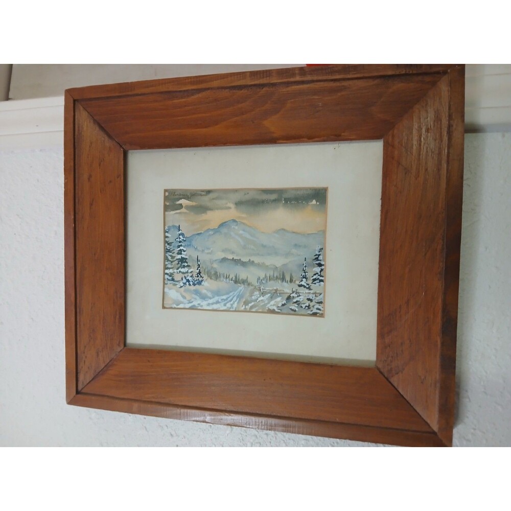 Vintage 70’s Watercolor Painting Landscape Mountains ooak 12" x 14"